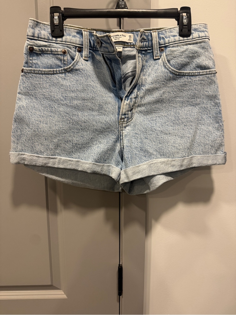Abercrombie & Fitch Light Blue Denim Cuffed Shorts